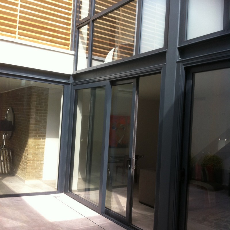 Anthracite aluminium sliding patio doors fitted in Shoreditch